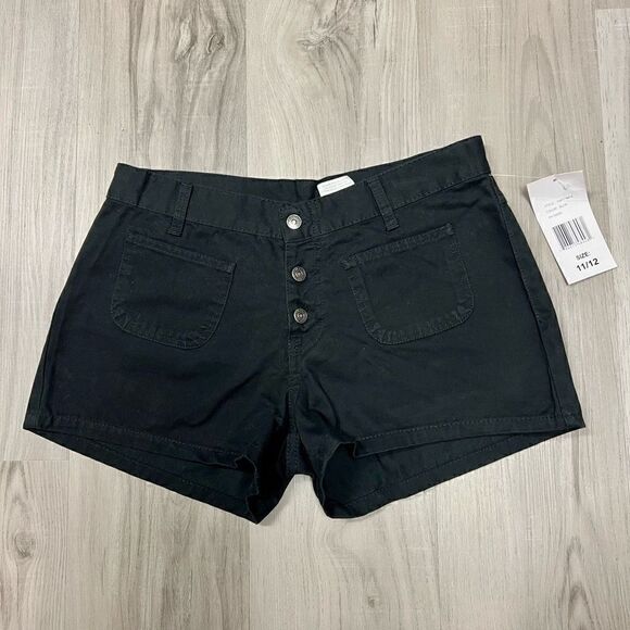 NWT vintage deadstock Y2k Jordache Black Button up Short Size 11/12 - Picture 1 of 14
